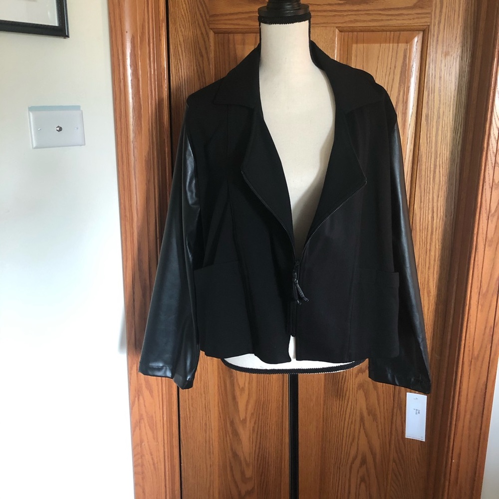Black Jacket with Faux leather sleeves